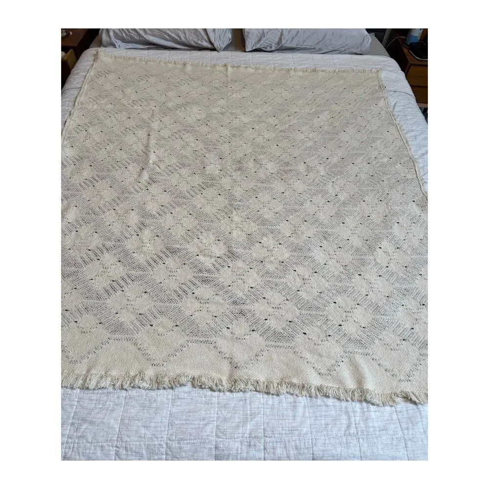 Handmade Swedish Weaving Blanket Square Afghan Throw Blanket Diamond Geometric